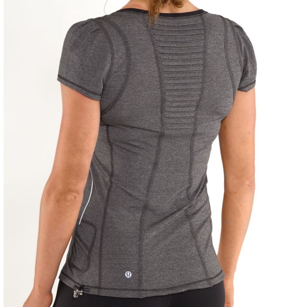 Lululemon Run: Back On Track Short Sleeve Tech - Heathered Black - Size 6